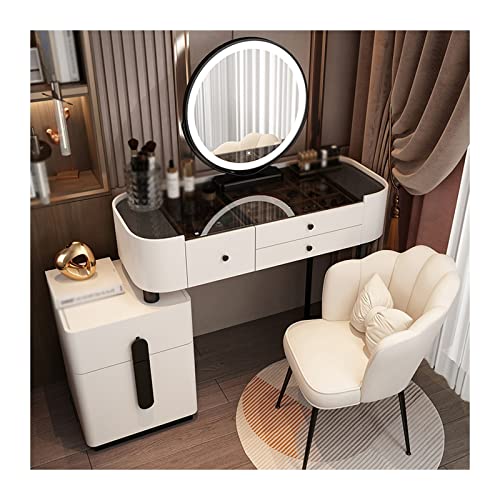 WOTZOV Schminktisch, Frisiertisch, Kommode, Schlafzimmer, moderner minimalistischer Schminktisch, Aufbewahrungsschrank, großer Kombinationsschrank mit Schminkstuhl, Ko,White a 100cm WOTZOV Schminktisch, Frisiertisch, Kommode, Schlafzimmer, moderner minimalistischer Schminktisch, Aufbewahrungsschrank, großer Kombinationsschrank mit Schminkstuhl, Ko,White a 100cm von WOTZOV