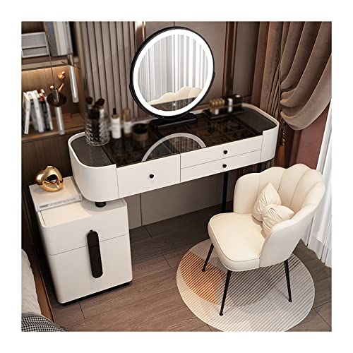 WOTZOV Schminktisch, Frisiertisch, Kommode, Schlafzimmer, moderner minimalistischer Schminktisch, Aufbewahrungsschrank, großer Kombinationsschrank mit Schminkstuhl, Ko,White a 120cm WOTZOV Schminktisch, Frisiertisch, Kommode, Schlafzimmer, moderner minimalistischer Schminktisch, Aufbewahrungsschrank, großer Kombinationsschrank mit Schminkstuhl, Ko,White a 120cm von WOTZOV