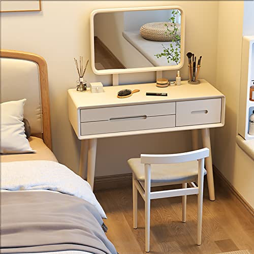 WOTZOV Schminktisch-Set mit höhenverstellbarem Spiegel, Schminktisch mit 3 großen Schubladen, Frisiertisch mit gepolstertem Schminkstuhl, für Frauen und Mädchen,White L 100cm/39.3in WOTZOV Schminktisch-Set mit höhenverstellbarem Spiegel, Schminktisch mit 3 großen Schubladen, Frisiertisch mit gepolstertem Schminkstuhl, für Frauen und Mädchen,White L 100cm/39.3in von WOTZOV