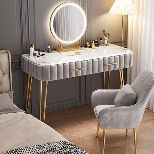 WOTZOV Schminktisch mit beleuchtetem Spiegel und 2 Schubladen, einstellbare Helligkeit, 3 Beleuchtungsmodi, Schminktisch, moderner Frisiertisch für Frauen, Elegante Sc,B 80 * 40 * 75CM WOTZOV Schminktisch mit beleuchtetem Spiegel und 2 Schubladen, einstellbare Helligkeit, 3 Beleuchtungsmodi, Schminktisch, moderner Frisiertisch für Frauen, Elegante Sc,B 80 * 40 * 75CM von WOTZOV