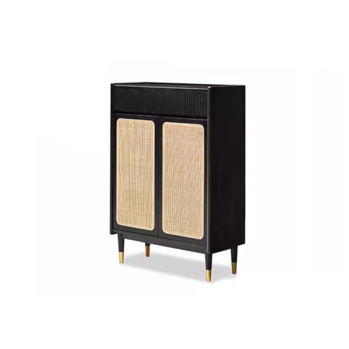 WOTZOV Schrank Schwarzer Eingangsschuhschrank Retro Massivholz Schuhschrank Home Türschuhschrank Eingangsschrank Eingangsschuhschrank von WOTZOV
