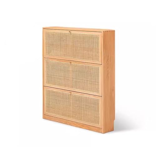 WOTZOV Schrank Ultradünner Kippeimer-Eingangsschuhschrank Nordischer einfacher Flurschrank Home Wohnzimmer Rattan-Aufbewahrungsschrank Eingangsschuhschrank von WOTZOV