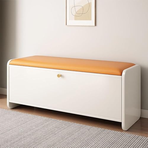 WOTZOV Schuhschrank aus Holz, Organizer-Bank mit 2 Klappschubladen und Massivholzrahmen, modernes Schuhregal mit gepolsterter Sitzfläche für Schlafzimmer und Flur,C 39x12x18inch WOTZOV Schuhschrank aus Holz, Organizer-Bank mit 2 Klappschubladen und Massivholzrahmen, modernes Schuhregal mit gepolsterter Sitzfläche für Schlafzimmer und Flur,C 39x12x18inch von WOTZOV