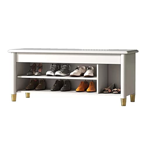 WOTZOV Schuhwechselhocker Massivholz-Schuhwechselhocker Tür-/Veranda-Klappbezug Kann Sitzen Und Schuhe Tragen Hocker Schuhschrank Sitzhocker Integrierter Eingangshocker,B Large von WOTZOV