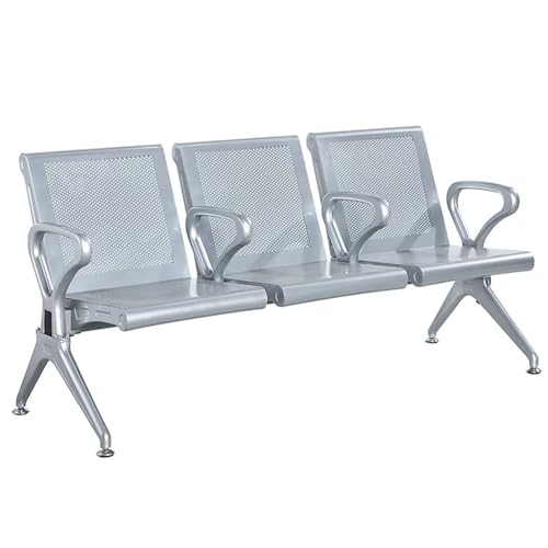 WOTZOV Wartezimmerstühle für Büros, 3-Sitzer-Wartezimmerbank mit Rückenlehnen und Armlehnen, Flughafen-Empfangsbank, Gästeempfangsstuhl, kaltgewalztes Stahlmaterial, f von WOTZOV