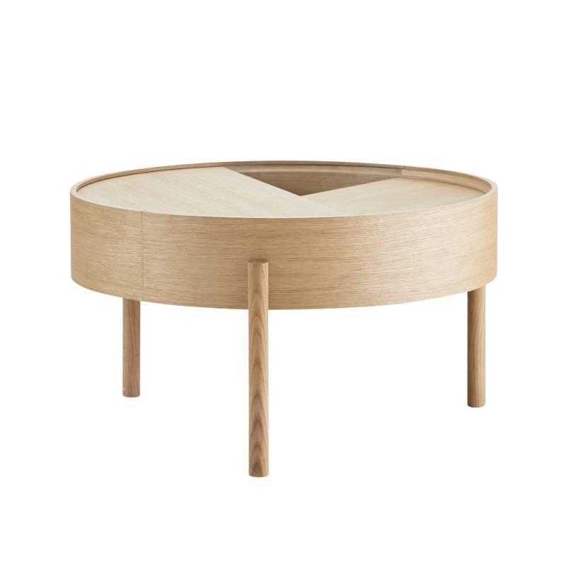Woud - Arc Coffee Table - runder Couchtisch aus Holz mit Strauraum von WOUD