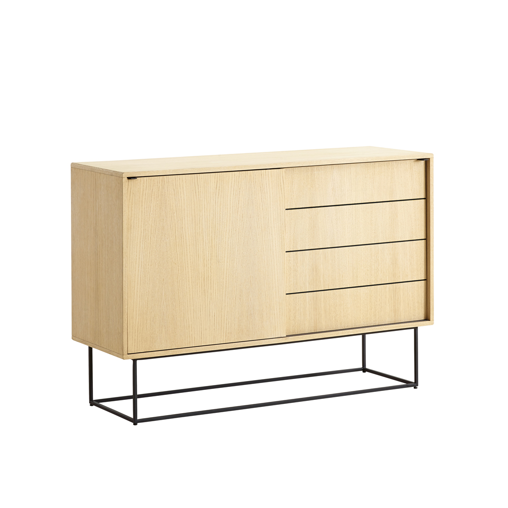 Woud - Virka high - dänisches Design Sideboard mit Schiebetür aus Holz von WOUD