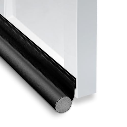 2 Stück Zugluftstopper für Türen,96 cm Selbstklebend Türdichtung für Windstopper,Türdichtung Luftzugstopper, Schutz vor Luftzug und Lärm (Schwarz) von WOUMON