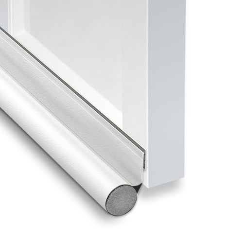 2 Stück Zugluftstopper für Türen,96 cm Selbstklebend Türdichtung für Windstopper,Türdichtung Luftzugstopper, Schutz vor Luftzug und Lärm (Weiß) von WOUMON