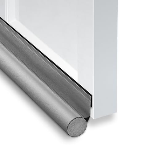 2 Stück Zugluftstopper für Türen,96 cm Selbstklebend Türdichtung für Windstopper,Türdichtung Luftzugstopper, Schutz vor Luftzug und Lärm (grau) von WOUMON