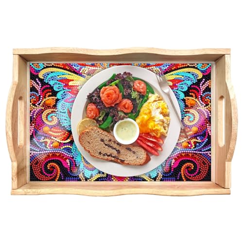 Kunst-Tabletts aus Holz für 5D-Malerei, 5D-Maltabletts mit Griff, Serviertabletts für künstlerische Malerei aus Holz, Diamant-Kunsttablett zum Selbermachen, Teller von WOUND