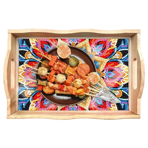 Kunst-Tabletts aus Holz für 5D-Malerei, 5D-Maltabletts mit Griff, Serviertabletts für künstlerische Malerei aus Holz, Diamant-Kunsttablett zum Selbermachen, Teller von WOUND