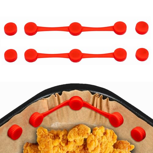 WOUYTPE 2 Stück Air Fryer Magnet Schnalle, Heißluftfritteuse Magneten, Luftfritteusen Magnet Silikonschnalle, Wird Verwendet, um Backpapier zu Fixieren, Damit es Nicht Verrutscht (Abgerundet) von WOUYTPE