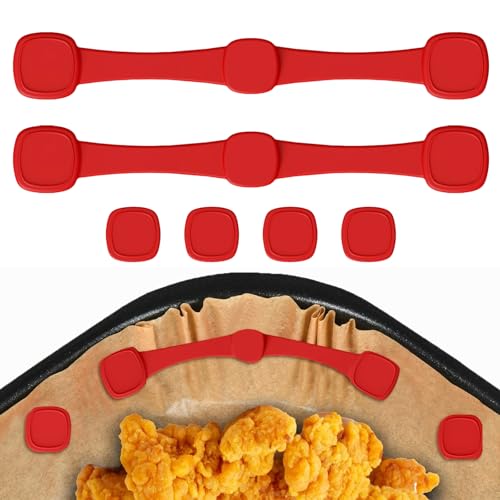 WOUYTPE 2 Stück Air Fryer Magnet Schnalle, Heißluftfritteuse Magneten, Luftfritteusen Magnet Silikonschnalle, Wird Verwendet, um Backpapier zu Fixieren, Damit es Nicht Verrutscht (Quadratisch) von WOUYTPE