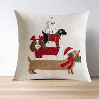 Weihnachts-Kissenbezug Mit Hunde-Motiv - Festliche Deko & Perfektes Geschenk Für Deko- Und Hunde-Liebhaber von WOVENGRACEStudio
