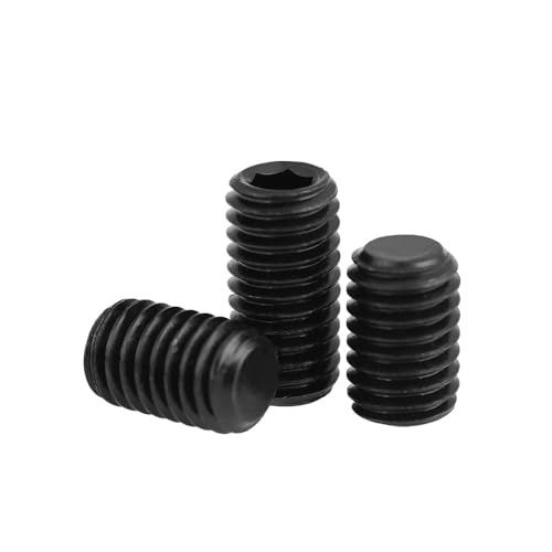 Feingewinde Schwarz 12,9 Stahl Sechskant-Set Schrauben Flachspitze Grub Schrauben M4-M12 (M6 x 0.5 x 10mm) von WOVSTNOV