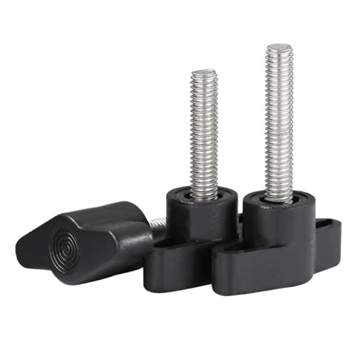 SS304 Edelstahl Kunststoff T-förmige Kopf Rändelschrauben T-Griff Schrauben M4 M5 M6 (10,M4 x 25mm, head dia.27mm) von WOVSTNOV