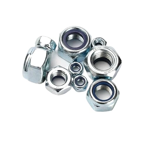 Verzinkter Stahl DIN985 Nylon Einsatz Kontermuttern Sechskant Nylock Muttern M3M4 M5 M6 M8-M24 (20,M12) von WOVSTNOV