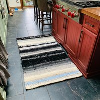 Großer Mischfaser Handgewebter Teppich 58 "x 84" Unikat Handgemachter von WOVWorks