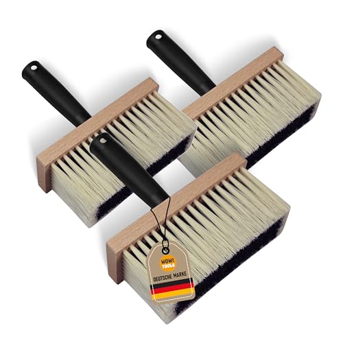 3X WOW!TOOLS Universal-Deckenbürste, Kleisterbürste, robuste Kunststoffborsten, 170 x 70 mm, mit Holzkörper und Kunststoffgriff - Tapezierbürste - Quaste von WOW ! TOOLS