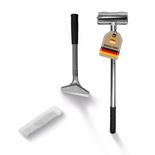 WOW!TOOLS Tapeten-Entferner-Set inkl. robustem Tapetenschaber/Bodenschaber, 5 Ersatzklingen aus gehärtetem Stahl und einer Stachelwalze/Igelwalze/Tapetenigel von WOW ! TOOLS