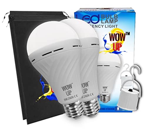 WOW UP LED-Leuchtmittel, Wave, wiederaufladbar, intelligent, mit Tragetasche – ohne Stromausfall (E27 für 220 V) Kaltweiß – sehr sparsam – Camping, Notlicht – 9 W (2) von WOW UP