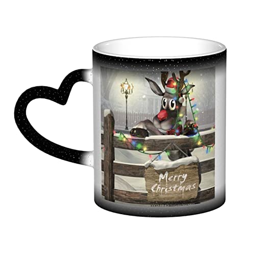 WOWBED Rentier Weihnachten Farbwechsel Tasse Keramik wärmeempfindliche Farbwechsel Tassen wärmeaktivierte Sublimation für Kaffeetasse von WOWBED