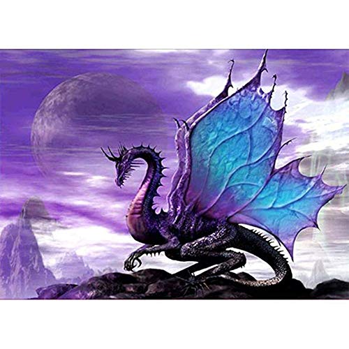 5D Diamond Painting Diamant Malerei Painting Bilder, Wowdecor Lila Drachen Game of Thrones Berg Tiere Full Set Groß DIY Diamant Gemälde Malen Nach Zahlen von WOWDECOR