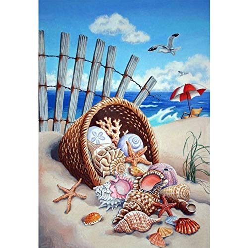 5D Diamond Painting Diamant Malerei Painting Bilder, Wowdecor Seestern Schale Strand Meer Möwe Full Set Groß DIY Diamant Gemälde Malen Nach Zahlen von WOWDECOR