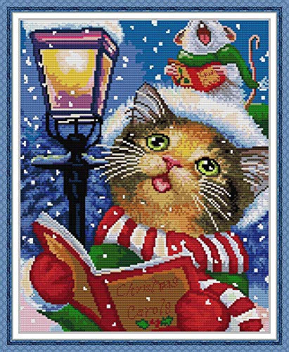 WOWDECOR Kreuzstich-Stickerei-Set für Erwachsene und Kinder, Weihnachts-Katze, Maus, Tierbuch, 11-fädig, geprägt, DIY, DMC, Handarbeit, einfache Anfänger WOWDECOR Kreuzstich-Stickerei-Set für Erwachsene und Kinder, Weihnachts-Katze, Maus, Tierbuch, 11-fädig, geprägt, DIY, DMC, Handarbeit, einfache Anfänger von WOWDECOR