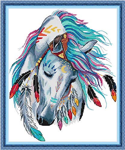 WOWDECOR Kreuzstich-Stickset für Erwachsene und Kinder, bunte Pferde, Tiere, 11-fädig, geprägt, DIY, DMC, Handarbeit, einfache Anfänger WOWDECOR Kreuzstich-Stickset für Erwachsene und Kinder, bunte Pferde, Tiere, 11-fädig, geprägt, DIY, DMC, Handarbeit, einfache Anfänger von WOWDECOR
