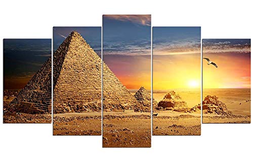 Wowdecor Leinwanddruck auf Leinwand, 5 Teile, mehrere Bilder, ägyptische Pyramiden Sonnenuntergang, Giclée-Druck auf Leinwand, Poster Wanddekorationen Geschenke, Pyramids B, Large - Unframed von WOWDECOR