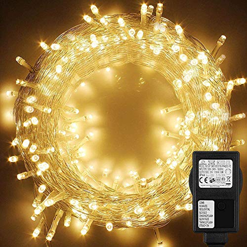 WOWDSGN 20M 200 LEDs Lichterkette, Warmweiß, 8 Leuchtmodi, Strombetrieben mit EU Stecker, IP44 Wasserdicht, Lichterkette für Party, Feier, Hochzeit, Weihnachtsbeleuchtung für Innen und Außen von WOWDSGN