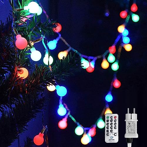 WOWDSGN Kugel Lichterkette,20M 200 LEDs Lichterkette Dimmbar, Partylichterkette mit Stecker für Innen und Außen, 8 Leuchtmode, Enegiesparend, ideal für Weihnachten, Hochzeit, Party, Garten, Bunt von WOWDSGN