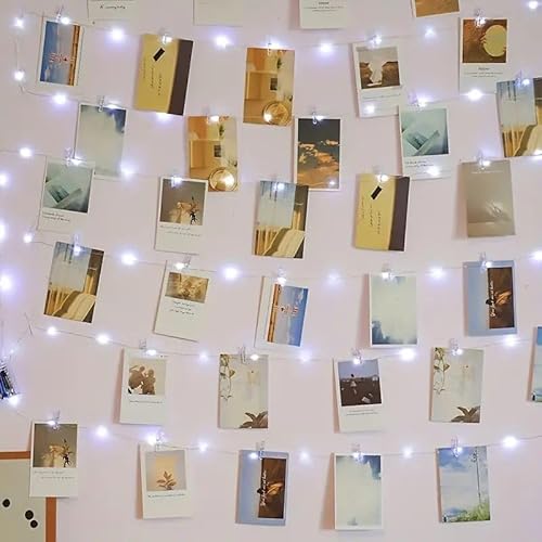 WOWDSGN LED Fotoclips Lichterkette, 12M 120LEDs Fotolichterkette mit 100 Klammern und 30 Nägel 8 Mode USB/Batterie betrieben Bilder Polaroid Lichterkette für Zimmer,Wand,Weihnachten,Hochzeit,Kaltweiß von WOWDSGN