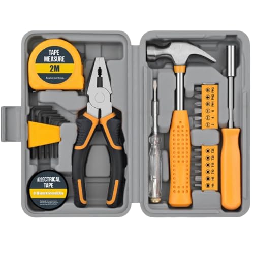WOWEI Werkzeugkoffer 24-tlg Werkzeugset für Damen Herren Haushaltswerkzeugset – Gelb Haushalts Mini Werkzeugkasten mit Hammer und Schraubenzieherset – Ideal für Frauen zum Haushalt Werkstatt DIY WOWEI Werkzeugkoffer 24-tlg Werkzeugset für Damen Herren Haushaltswerkzeugset – Gelb Haushalts Mini Werkzeugkasten mit Hammer und Schraubenzieherset – Ideal für Frauen zum Haushalt Werkstatt DIY von WOWEI