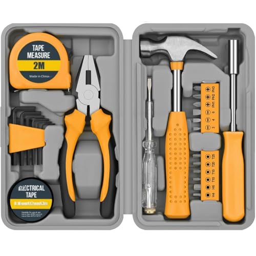 WOWEI Werkzeugkoffer 24-tlg Werkzeugset für Damen Herren Haushaltswerkzeugset – Gelb Haushalts Mini Werkzeugkasten mit Hammer und Schraubenzieherset – Ideal für Frauen zum Haushalt Werkstatt DIY WOWEI Werkzeugkoffer 24-tlg Werkzeugset für Damen Herren Haushaltswerkzeugset – Gelb Haushalts Mini Werkzeugkasten mit Hammer und Schraubenzieherset – Ideal für Frauen zum Haushalt Werkstatt DIY von WOWEI