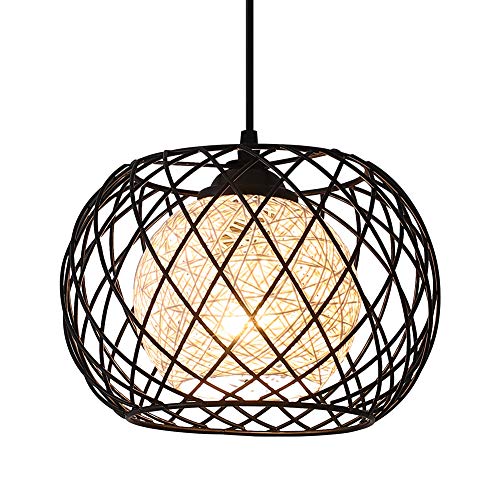 WOWEWA LED Retro Vintage Industrie Hängelampe Moderne Pendelleuchte Schwarz Metall Deckenleuchte E27, wohnzimmer für Innen,Restaurant,Cafe,Bar,Küche,Kinderzimmer von WOWEWA