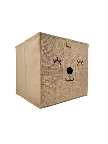 WOWGADGET Faltbox Bär | Aufbewahrungsbox für Kinder,aus Jute im Würfel für Regale und Schränke. Sortierbox/Spielzeugkiste Toy Bin für Dokumente, Spielzeug, Büroartikel uvm. 30x30x30cm von WOWGADGET