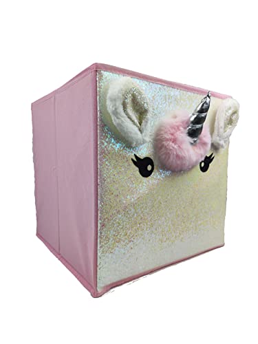 WOWGADGET Faltbox mit Motiv Einhorn / Aufbewahrungsbox für Kinder aus Stoff im Würfel für Regale und Schränke. Sortierbox/Spielzeugkiste Toy Bin für Spielzeug, Büroartikel uvm. 30x30x30cm von WOWGADGET