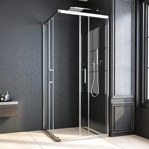 WOWINNE Duschkabine 75x75x185cm Schiebetüre Eckeinstieg Duschabtrennung Doppel Schiebetür Duschwand 5mm ESG Easy-Clean Glas von WOWINNE