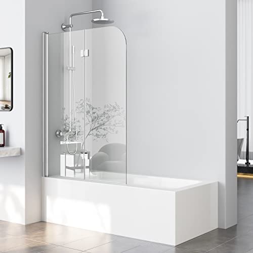 WOWINNE Duschwand für Badewanne 100 x 140cm Badewannenaufsatz Duschwand 2-teilig Faltbar 6mm Nano ESG-Sicherheitsglas Duschabtrennung Badewanne von WOWINNE