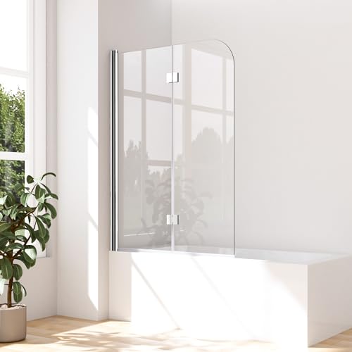 WOWINNE Duschwand für Badewanne 120x140cm Badewannenaufsatz 2-teilig 6 mm Nano ESG Sicherheitsglas Faltbar Duschabtrennung von WOWINNE