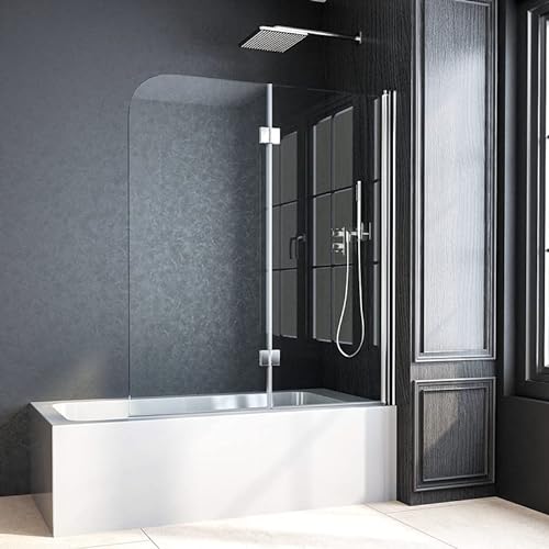 WOWINNE Duschwand für Badewanne 100x140 cm faltbar 2 teilig 6mm NANO ESG Sicherheitsglas Badewannenaufsatz von WOWINNE