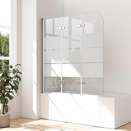 WOWINNE Duschwand für Badewanne 140 x 140 cm Badewannenaufsatz Duschwand 3-teilig Faltbar Duschabtrennung Badewanne 6 mm Easy Clean ESG Sicherheitsglas von WOWINNE