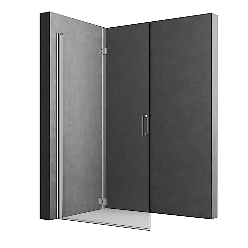 WOWINNE Walk in Duschwand 120x195cm Doppel Faltbar Walk-in Duschabtrennung Walk in Dusche 6mm ESG Nano Glas von WOWINNE