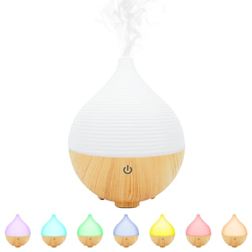 WOWLED Kleiner Ätherisches Öl Diffusor, 160ml USB Luftbefeuchter Mit 3 Modi, 7 Farben LED-Licht, Aromatherapie Für Zuhause, Wasserlos Auto Shut-Off Aroma Duft Für Schlafzimmer, Büro, Spa von WOWLED