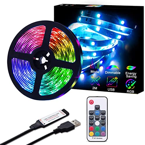 WOWLED LED 2M TV-Hintergrundbeleuchtung USB Bias Lighting Kits, 6,6 Fuß 20 Farben und 22 dynamische Modi Hintergrundbeleuchtung mit RF-Fernbedienung für PC-Monitor von WOWLED
