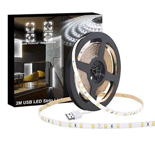 WOWLED 2M USB 5V Weiß LED Streifen Licht Nicht Wasserdicht USB Powered TV PC Back Stimmungsbeleuchtung IP20 Schrank Weiß Streifen Licht von WOWLED