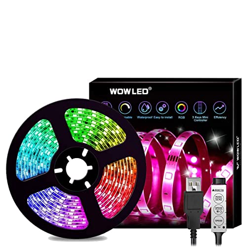 WOWLED USB LED Strips Light, RGB SMD5050 Farbwechsel TV Hintergrundbeleuchtung IP65 Wasserdichte Lichtstreifen 2M für Haus Küche Schrank Schrank von WOWLED